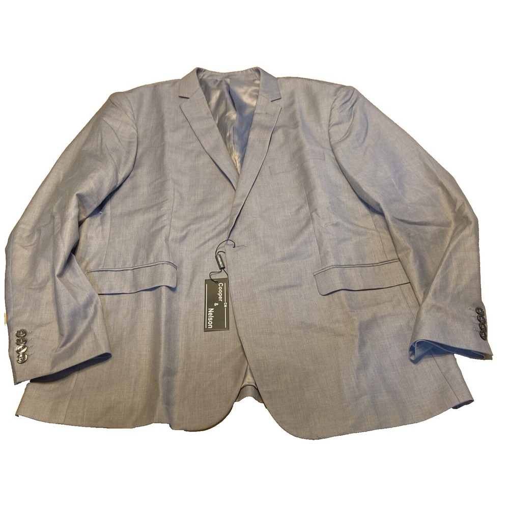 Cooper & Nelson Men's Blazer 4XL | Grey Suit Jacket Formal Wear